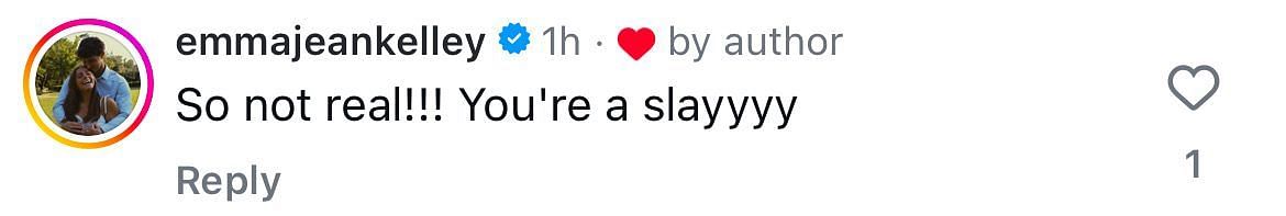 Emma Kelley comments on Dunne's bikini picture
